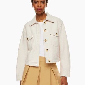 Aritzia Wilfred Ganna Cropped Shirt Jacket in Heather Bone - womens Large